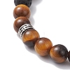 Round Natural Mixed Gemstone & Non-Magnetic Synthetic Hematite Beads Stretch Bracelets for Women BJEW-JB12759-4