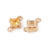 Brass Pave Glass Rhombus Links Connector Charms GLAA-Q088-001D-2