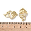 Brass Micro Pave Clear Cubic Zirconia Double Heart Links Connector Charms KK-M287-01G-3