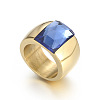 304 Stainless Steel & Glass Finger Rings FS-WGBA2F3-23-1