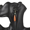 Natural Red/Green Aventurine & Brass & 304 Stainless Steel Dangle Earrings EJEW-JE07257-01-2