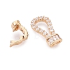 Brass Micro Pave Clear Cubic Zirconia Fold Over Clasps KK-Q074-17G-2