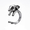 Gothic Punk Deer Alloy Open Cuff Ring for Men Women RJEW-T009-54AS-2