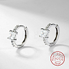 Anti-Tarnish Rhodium Plated Platinum 925 Sterling Silver Hoop Earrings OB9176-4-2