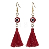 Evil Eye Lampwork & Tassel Earrings EJEW-JE05592-03-1