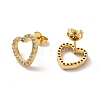 Cubic Zirconia Hollow Out Heart Stud Earrings EJEW-F301-10-3