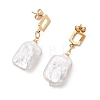 Rectangle Natural Baroque Pearl Keshi Pearl Dangle Stud Earrings EJEW-JE07002-3