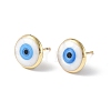 Enamel Evil Eye Stud Earrings EJEW-G334-01G-01-1