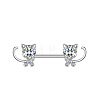 304 Stainless Steel Clear Cubic Zirconia Nipple Bar WGA11FA-04-1