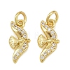 Brass Micro Pave Clear Cubic Zirconia Charms KK-D218-24G-03-1