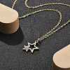 304 Stainless Steel Crystal Rhinestone Double Star Pendant Cable Chain Necklaces NJEW-Z056-02A-G-1