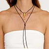 Ocean 304 Stainless Steel Fish Pendant Leather Cord Lariat Necklaces for Women WG28216-01-1