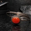 Natural Agate Beaded Cuff Bangles BJEW-C146-02-1