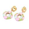 304 Stainless Steel Enamel Dangle Stud Earrings for Women EJEW-F353-01G-01-4