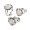 Natural Quartz Crystal Round Adjustable Rings RJEW-K271-02P-03-1