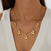 304 Stainless Steel Flower Multi Pendant Bib Necklaces for Women WG4B855-01-3