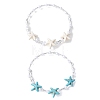2Pcs 2 Colors Synthetic Turquoise Beaded Bangles BJEW-JB11588-2
