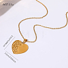 304 Stainless Steel Textured Geometric Pendant Necklaces for Women WG5062C-04-1