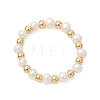 3Pcs Natural Pearl & Brass Bead Finger Rings RJEW-JR00963-3