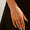 Elegant Brass Pave Clear Cubic Zirconia Multi-Layer Chain Rectangle Link Ring Bracelets for Women PZ1689-4