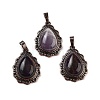 Natural Amethyst Teardrop Pendants G-K363-01R-05-1