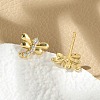 Brass Micro Pave Clear Cubic Zirconia Stud Earrings EJEW-R016-26G-10-2