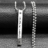 304 Stainless Steel Ball Chain Rectangle Pendant Necklaces NJEW-K273-05P-1