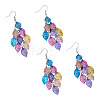 2 Pairs 430 Stainless Steel Leaf Dangle Earrings EJEW-TA0001-83B-3