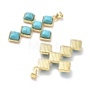 Dyed Synthetic Turquoise Rhombus Cross Pendants KK-P330-10G-2