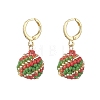 Handmade MIYUKI Japanese Seed Braided Round Ball Dangle Leverback Earrings EJEW-MZ00073-01-1