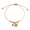 Religion Natural Shell Enamel Evil Eye and Stainless Steel Charm Nylon Cord Braided Bracelets BJEW-JB14285-4