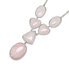 Natural Rose Quartz Necklaces NJEW-C049-01B-P-2