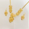 Hollow Leaf Brass Pendant Necklaces & Hoop Earrings Sets for Women FS-WGD13A8-01-5
