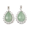 Natural Green Aventurine & Rhinestone Pendants G-K338-31P-05-1