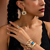 Hollow Out Evil Eye Alloy Resin Cuff Bangles & Cuff Rings & Stud Earrings Sets FS-WG3F92B-01-3