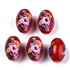 Printed & Spray Painted Opaque Glass Beads LS-GLAA-S047-07B-D01-1