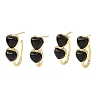 Valentine's Day Heart Natural Obsidian Stud Earrings EJEW-T053-01G-10-4