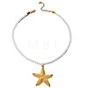 Ocean Alloy Starfish Pendant Twisted Cotton Cord Necklaces FS-WG595AC-01-2