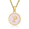 Natural Shell Initial Letter Pendant Necklace LE4192-19-1