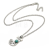 Letter A~Z Antique Silver Plated Alloy with Synthetic Turquoise Pendant Necklaces NJEW-G080-01J-3