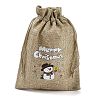 Christmas Printed Burlap Packing Pouches Drawstring Bags ABAG-Q053-02B-01-3