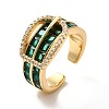 Cubic Zirconia Buckle Shape Open Cuff Ring RJEW-C041-03G-2