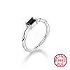 Fashionable Geometric Design 925 Sterling Silver Black Stone Open Cuff Rings WJ8174-2-1