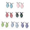 Brass Enamel Fish Stud Earrings EJEW-I322-07P-4