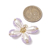 Two Tone Glass Seed Beaded Butterfly Pendants PALLOY-MZ00563-02-2