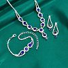 Teardrop Brass Rhinestone Necklaces & Link Bracelets & Stud Earring Sets FS-WGE0FD5-01-2