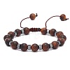Adjustable Round Wood & synthetic Non-magnetic Hematite Braided Bead Bracelets for Men MC4524-2-1