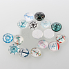Helm &  Anchor Printed Glass Cabochons GGLA-A002-12mm-WW-1