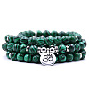 Bohemian Styles Natural Round Malachite Beaded Stretch Bracelets for Women Men XW1500-9-1