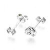 Brass Micro Pave Clear Cubic Zirconia Stud Earrings EJEW-T046-31P-NF-2